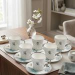 Porcelain Tea Set 12 Pcs From Veloura - Blue + Silver MS Department Store Oman