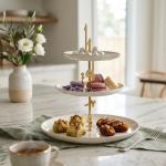 3 Layer Stand From Liqaa - Pearl White + Gold MS Department Store Oman