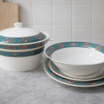 Blumen Exotic Teal Floral Porcelain Dinnerware Set 110 Pc Ms Department Store Oman