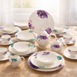 Blumen Royal Bloom Porcelain Dinnerware Set – 110-Piece Gold-Rimmed Floral Collection Dinner Set Ms Department Store Oman