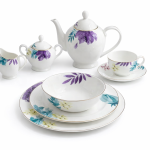 Blumen Royal Bloom Porcelain Dinnerware Set – 110-Piece Gold-Rimmed Floral Collection Dinner Set Ms Department Store Oman