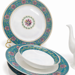 Blumen Exotic Teal Floral Porcelain Dinnerware Set 110 Pc Ms Department Store Oman