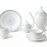 Blumen Royal Regency 110-Piece Fine Bone China Dinner Set – Silver Floral Border Ms Department Store Oman