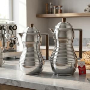 Regall 0.7Ltr. + 1.0Ltr. P / B  Vacuum Flask Set[Silver + Wooden] MS Department Store Oman