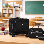 WIRES & WHEELS TROLLEY WITH LUNCH BAG + PENCIL CASE + LUNCH BOX BLACK