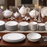 Blumen Royal Regency 110-Piece Fine Bone China Dinner Set – Silver Floral Border Ms Department Store Oman