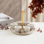 Arabic Coffee Set 7 Pcs From Veloura - Brown + Gold MS Department Store Oman