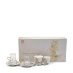 Tea And Arabic Coffee Set 19 pcs From Veloura - Brown + Gold MS Department Store Oman