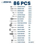 86Pcs Cutlery Set - Silver MS Department Store Oman